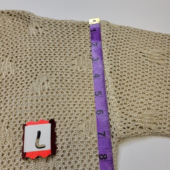 Spicy Sugar Rib Knit Open Knit Sequin Glitter Sweater - Size L - Picture 7 of 8